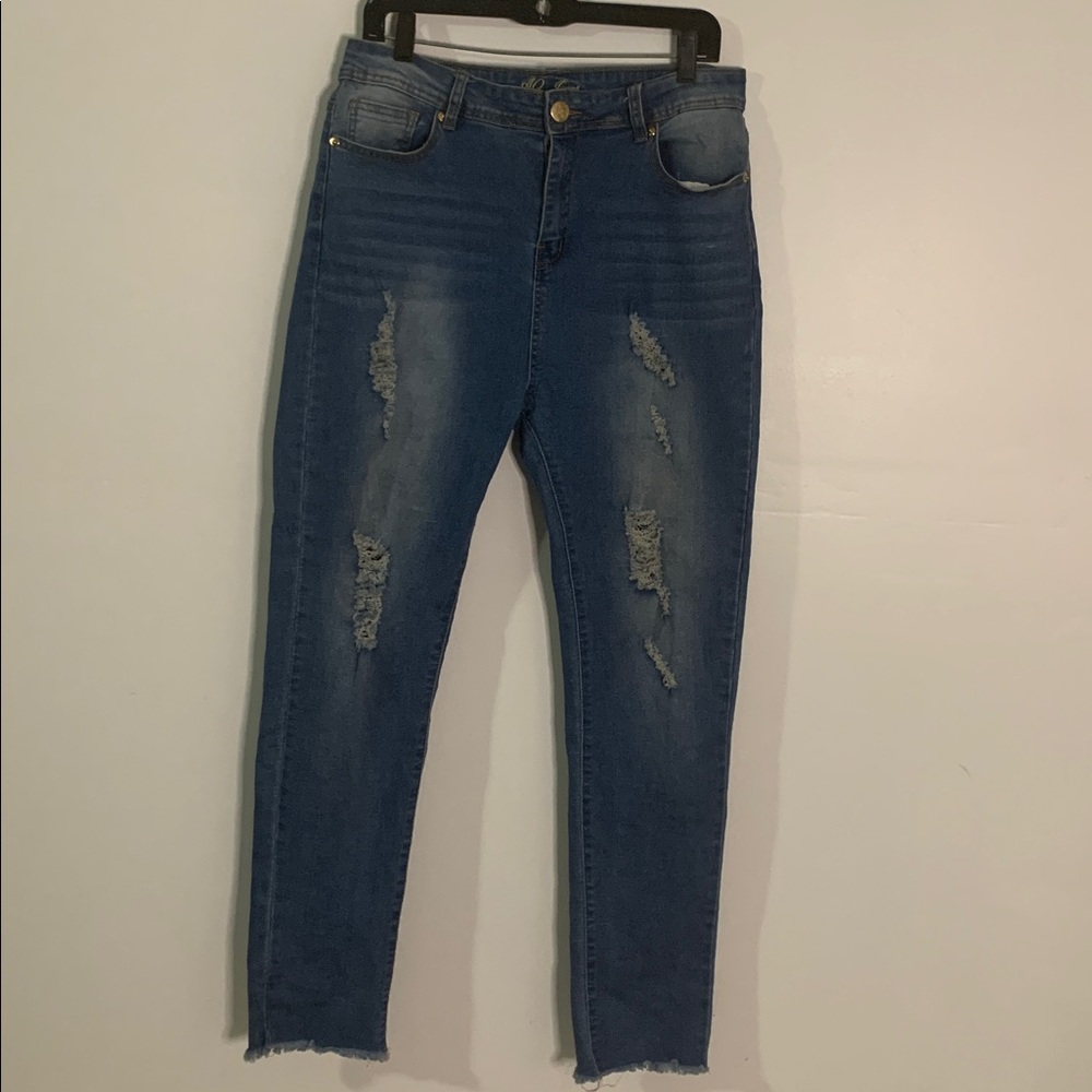 Distressed Blue Jeans